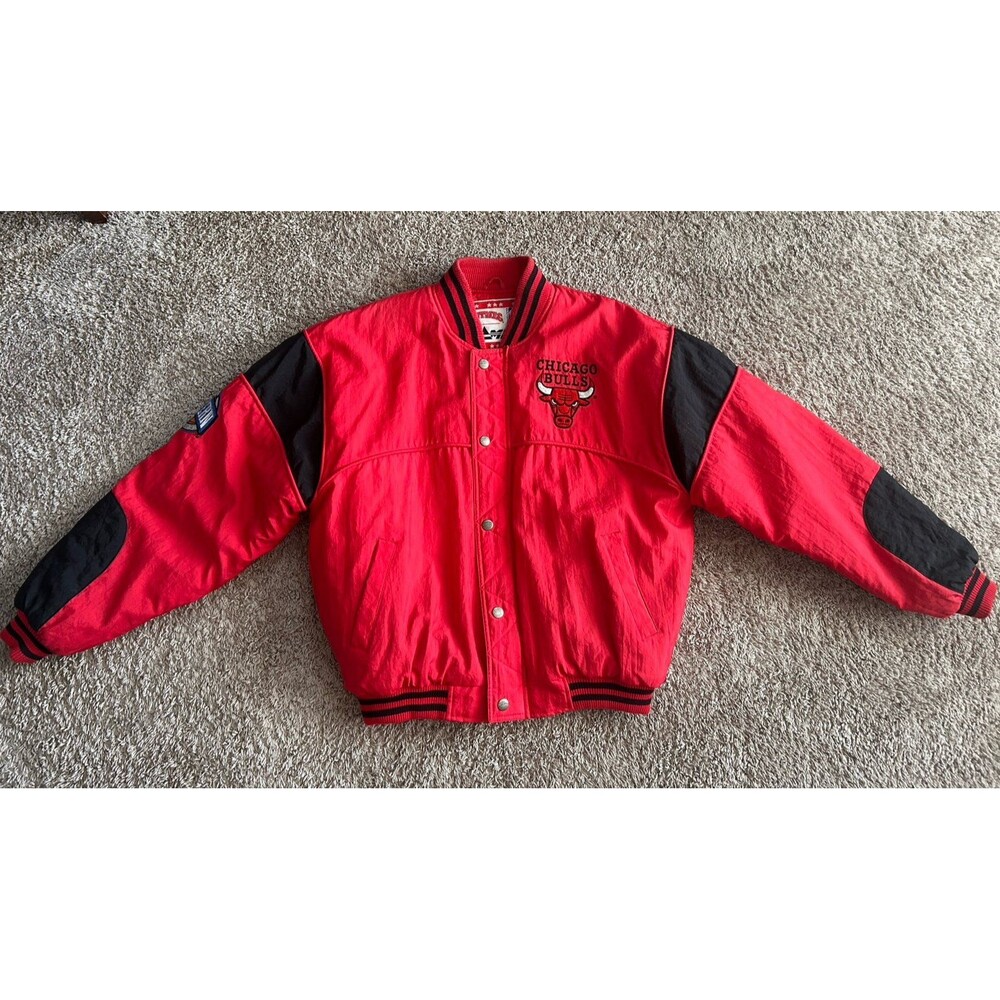 Vintage 90s Chicago Bulls Nutmeg Mills Campri Bomber Jacket Size Medium